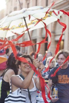 BOLOGNA - JUNE 9: 30,000 people took part in the Bologna Gay Pride parade to support gay rights, on June 09, 2012 in Bologna, Italy.