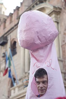 BOLOGNA - JUNE 9: 30,000 people took part in the Bologna Gay Pride parade to support gay rights, on June 09, 2012 in Bologna, Italy.