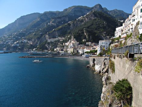 A panoramic view of Amalfi, the pearl of Amalfi coast.