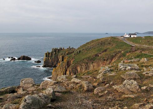 Land's End, the most western point of UK. The First and Last house of the Island - at the back of the photo.