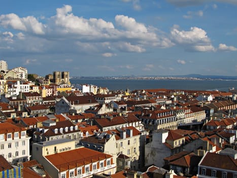 A View of the city toward the river, with Gothic Patriarchal Cathedral of St. Mary Major in the distance.