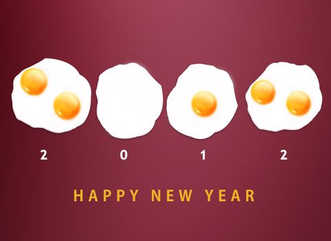 Happy new year 2012, conceptual images Fried eggs creating 2012 year number.