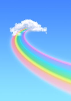 Beautiful bright rainbow in the blue sky