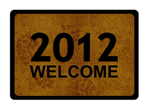 Happy new year 2012, conceptual image for 2012 year on welcome cleaning foot carpet.