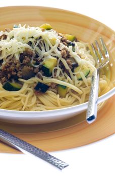 mixture of minced meat, zucchini and egg-plan