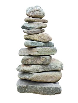 stack of rough stones isolated on white background