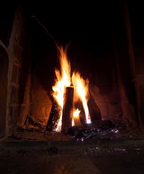 Bonfire with selective focus indoor