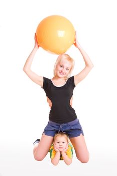 young mom and child in the gym