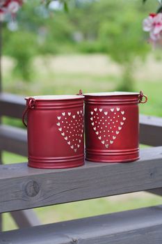 small red bucket for candle