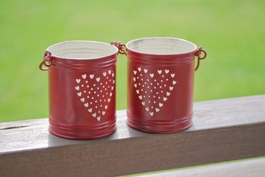 small red bucket for candle