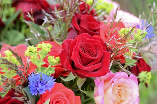 Bunch of flowers with roses