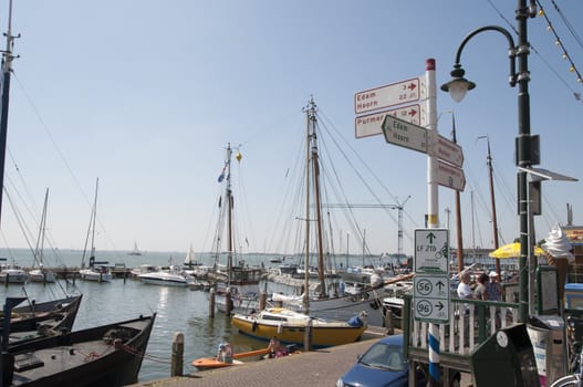 VOLENDAM, HOLLAND - MAY 28: Detail of the port of Volendam, which also served the neighbouring village of Edam until 1357. May 28, 2012 in Volendam.