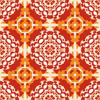 Seamless background pattern of orange and red mosaic tiles