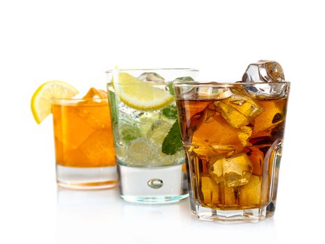 Three alcoholic and alcohol-free coctails