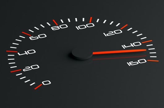 3d illustration of black speedometer