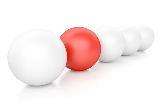 3d Spheres Isolated on White. Individuality and Leadership