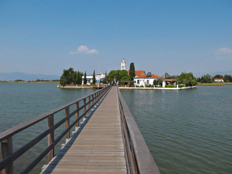 One of the famous monasteries in northern Greece - Saint Nikolas build on an island in a lake.