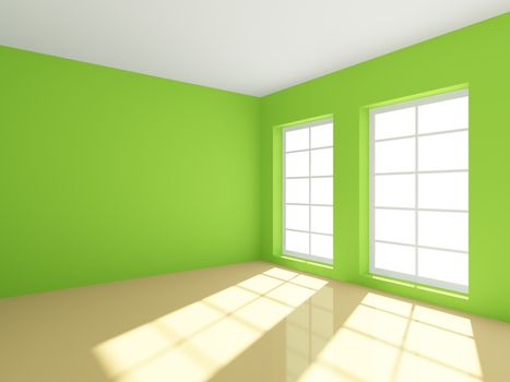 3d rendering of green empty room