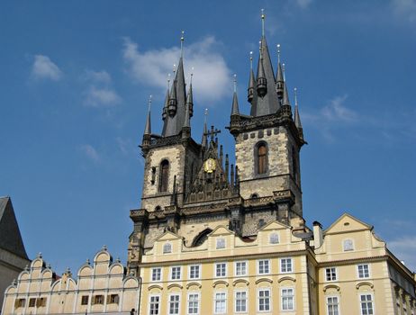 Týn Church at the Old Town Square in Prague.