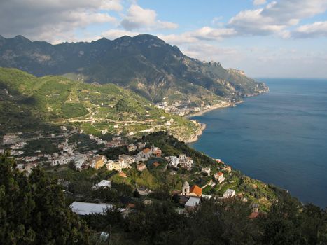 View from Ravello toward the Amalfi coast in Italy.