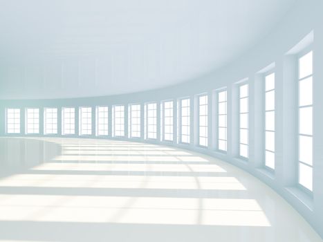 3d illustration of long empty hallway