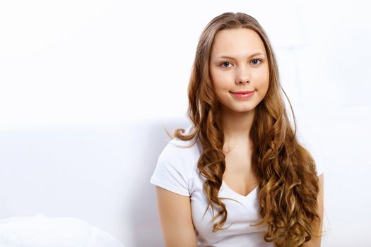 Portrait of young happy couple at home