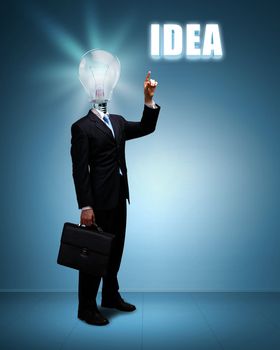 Light bulb and a business person as symbols of creativity in business