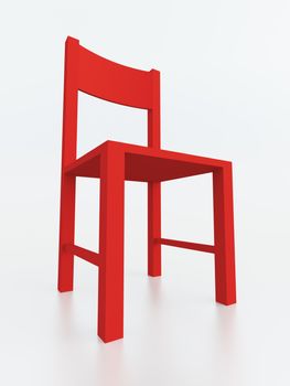 Red Chair on White Background