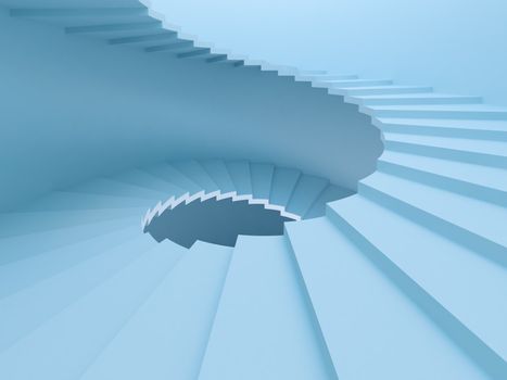 3d Rendering of Blue Spiral Staircase