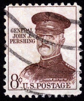 USA - CIRCA 1960: stamp printed in the USA shows general John J. Pershing,  officer in U.S. Army who led American Expeditionary Forces in World War I, circa 1960