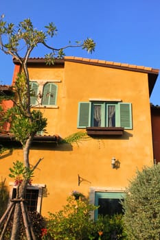 Italian building style with blue sky