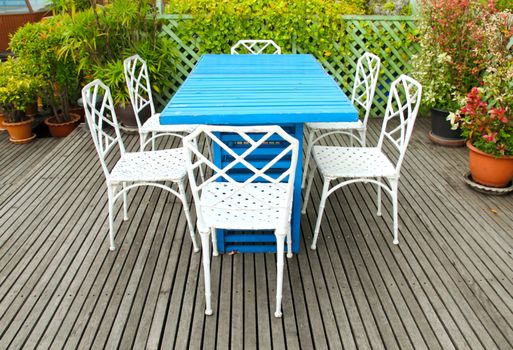 Outdoor table setting in the garden