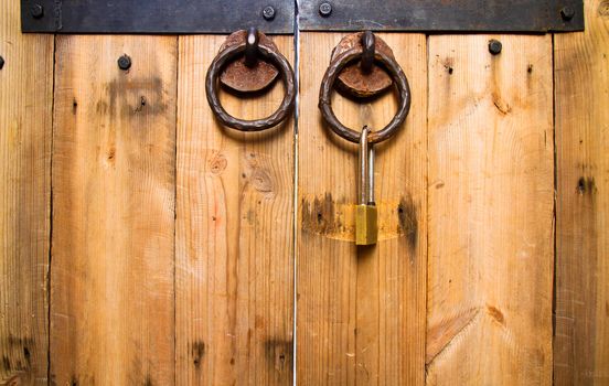 ancient wood door knob locked