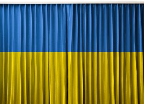 Ukraine flag on curtain