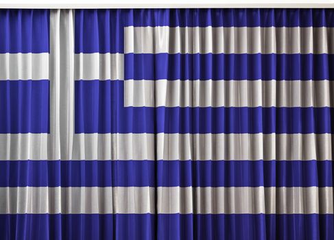 greece flag on curtain