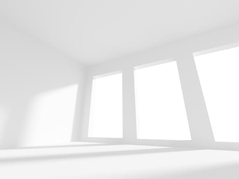 3D Illustration of Empty White Room 