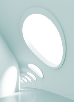 3d Illustration of White Long Corridor