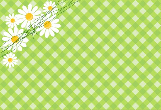 background in the green cell with daisies