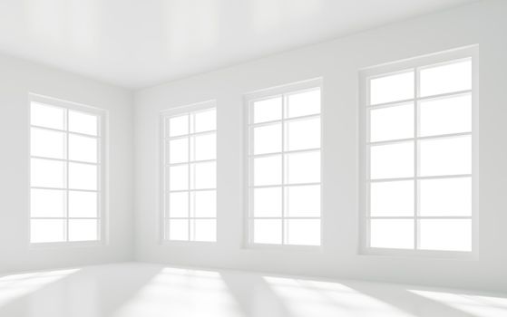 3d Illustration of Empty White Room