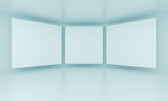 3d Illustration of Gallery Interior or White Screens
