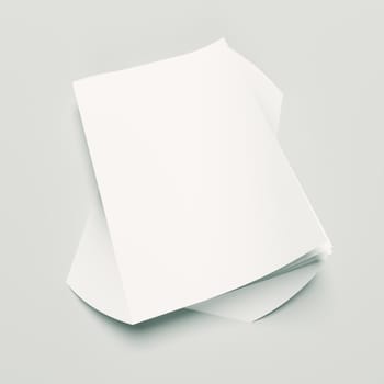 3d illustration of White Paper Stack on White
