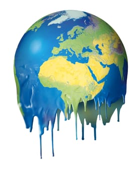 Melting planet dripping global climate warming concept