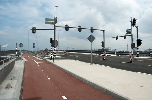 new traffic point in holland with road signs