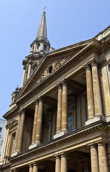 Looking up at the impressive Hinde Street Methodist Church in London.