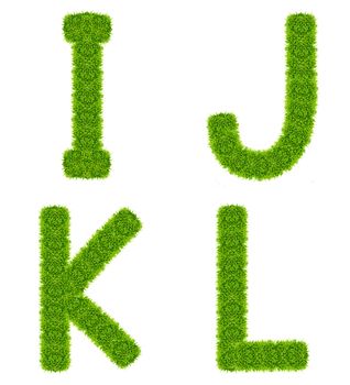 green grass letter ijkl isolated