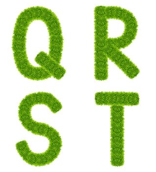 green grass letter qrst isolated