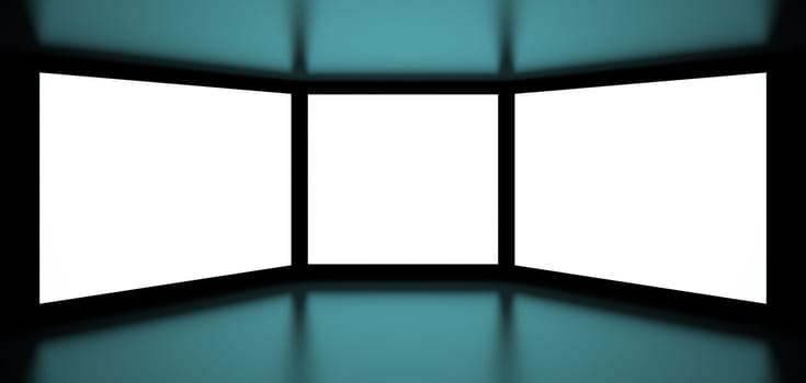 3d Illustration of White Screens on Black Background