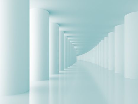 3d Illustration of Blue Columns Hall Background