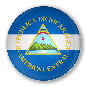 Illustration of a badge with flag of Nicaragua with shadow