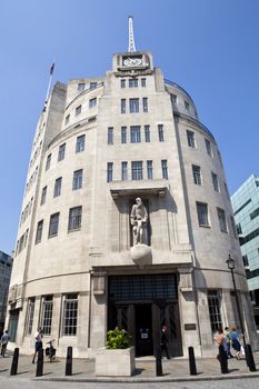 The art deco architecture of BBC Broadcasting House in London.